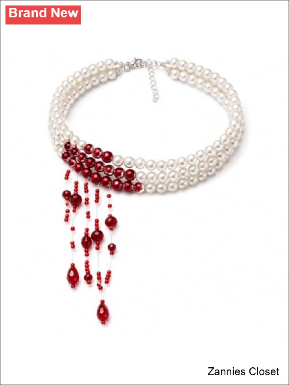👻 Dripping Blood Pearl Choker Necklace Gothic Vampire Jewelry for Women